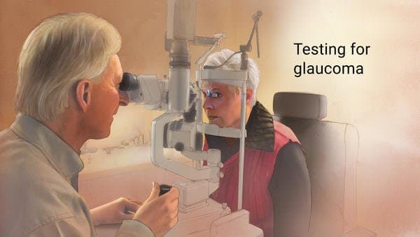 Woman getting glaucoma test